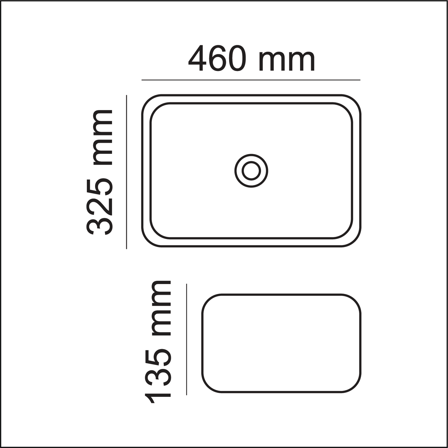 Basin Free Standing Ash – Ceramic, Icon Premium Range, Black, (L) 46cm | (W) 32.5cm | (H) 13.5cm