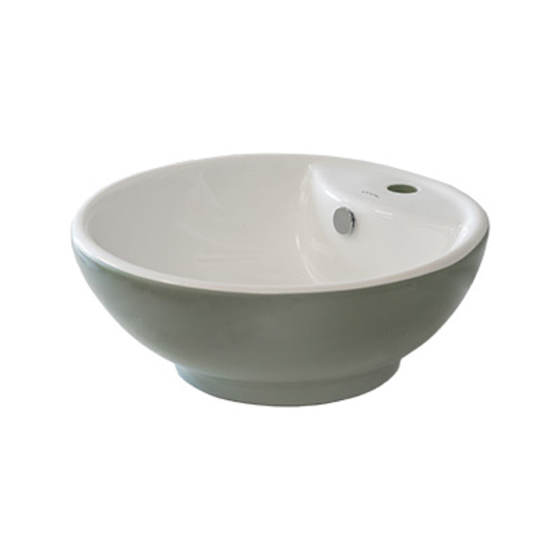 Basin Free Standing Gabriella– Ceramic, 1 Tap Hole, Icon Premium Range, White and Green 2 tone design