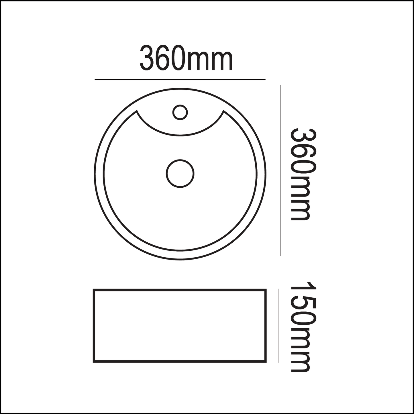 Basin Free Standing Julia– Ceramic, 1 Tap Hole, Icon Premium Range, White, (L) 36cm | (W) 36cm | (H) 15cm