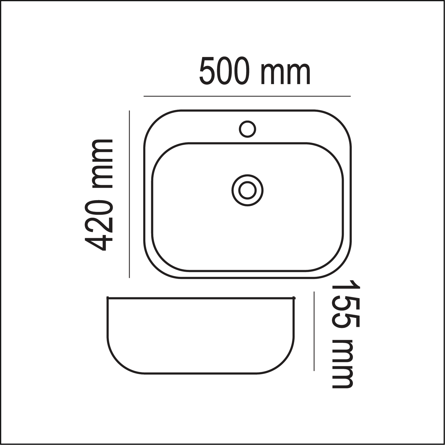 Basin Free Standing Kelly – Ceramic, 1 Tap Hole, Icon Premium Range, White, (L) 50cm | (W) 42cm | (H) 15.5cm