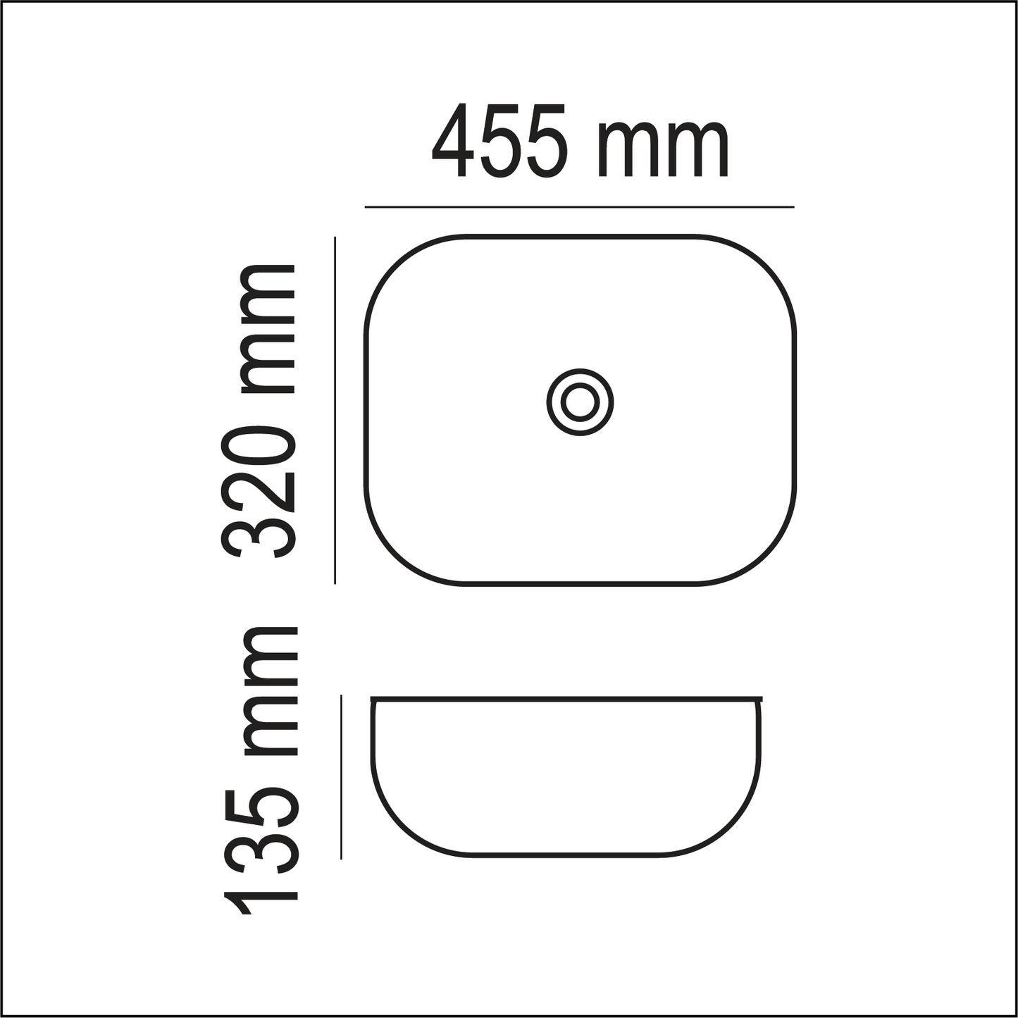 Basin Free Standing Lark– Ceramic, Icon Premium Range, White and Black 2 tone design, (L) 45.5cm | (W) 32cm | (H) 13.5cm