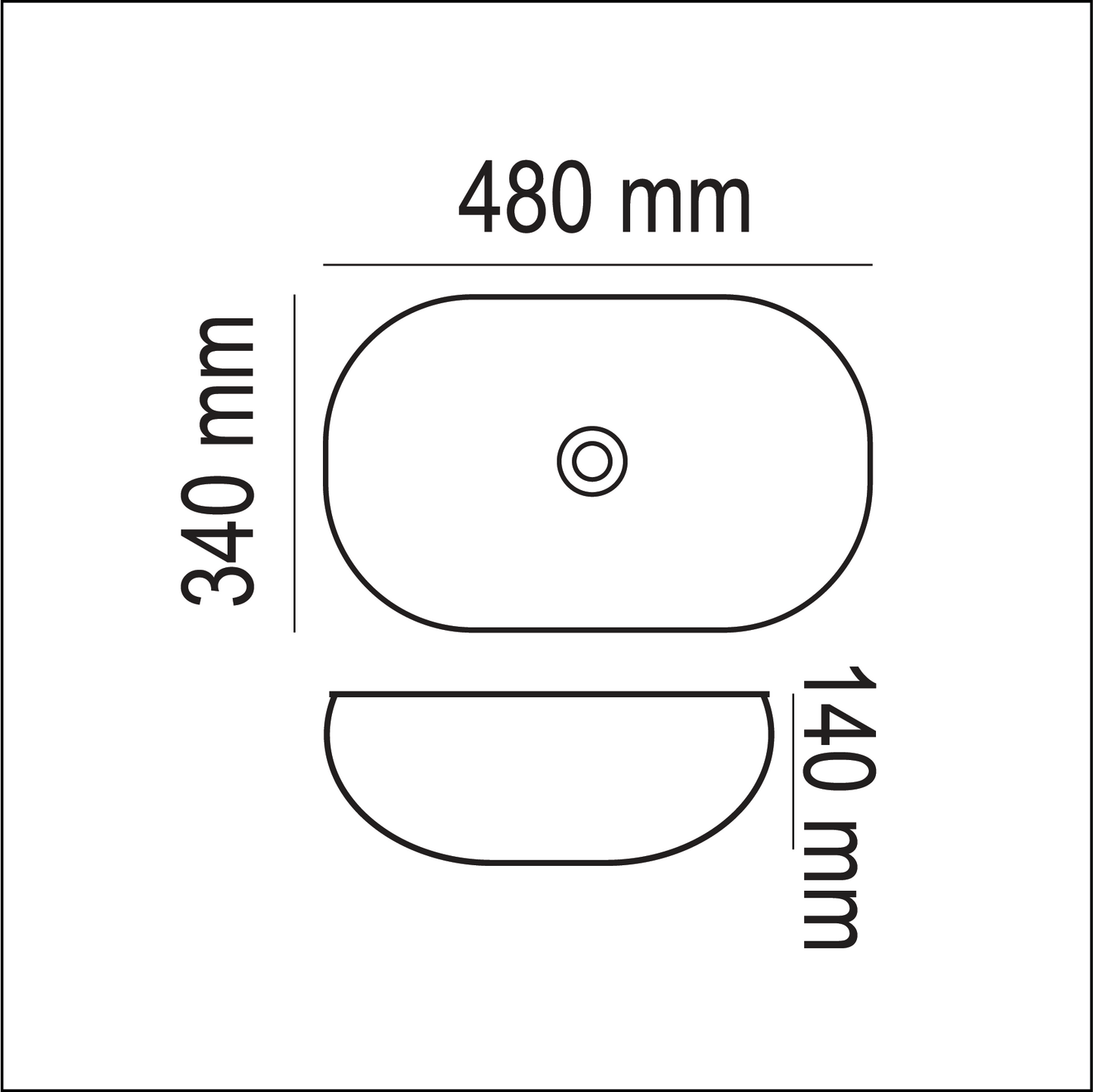 Basin Free Standing Olivia– Ceramic, Icon Premium Range, White, (L) 48cm | (W) 34cm | (H) 14cm