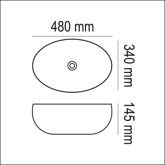 Basin Free Standing Ruby – Ceramic, Icon Premium Range, White, (L) 48cm | (W) 34cm | (H) 14.5cm
