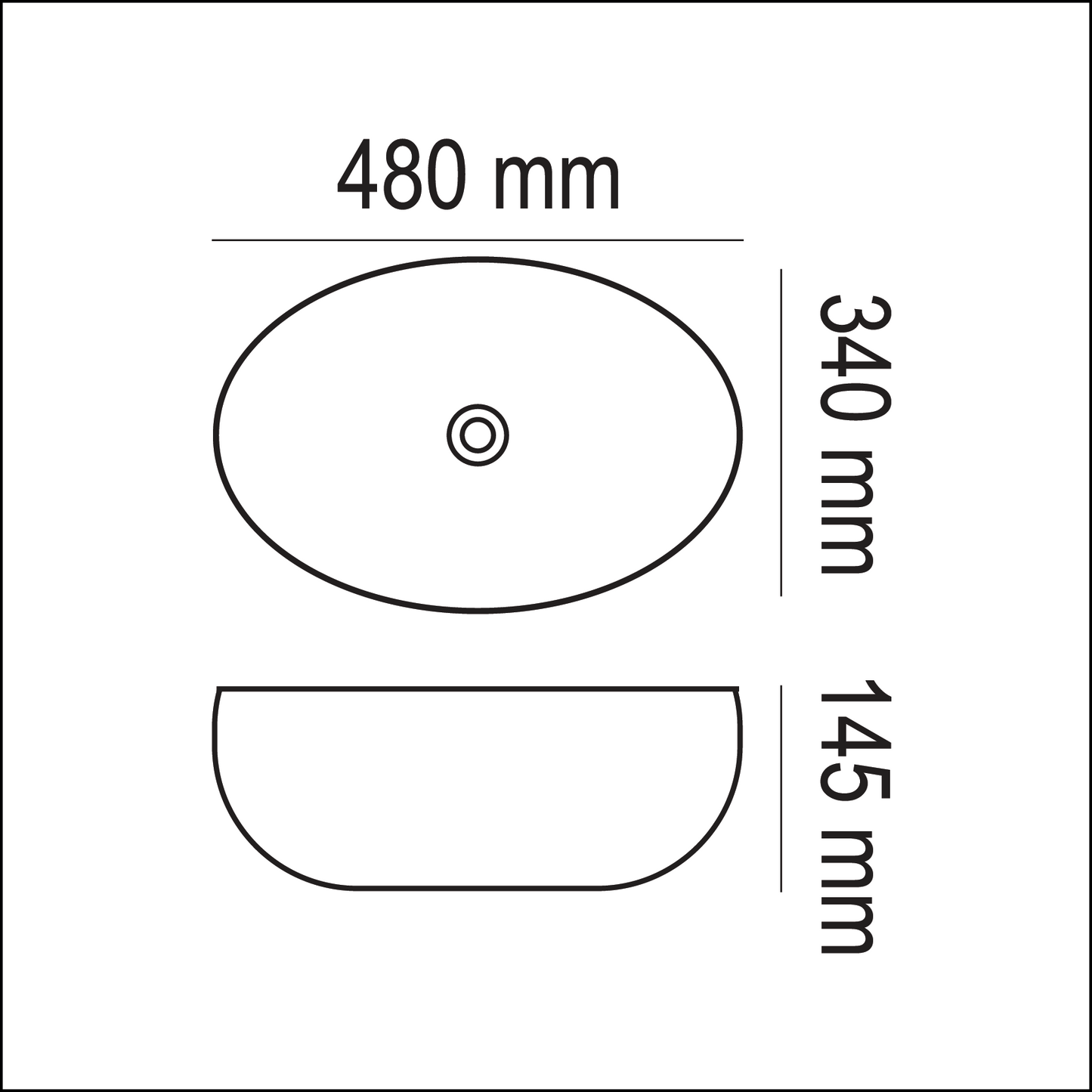 Basin Free Standing Ruby – Ceramic, Icon Premium Range, White, (L) 48cm | (W) 34cm | (H) 14.5cm