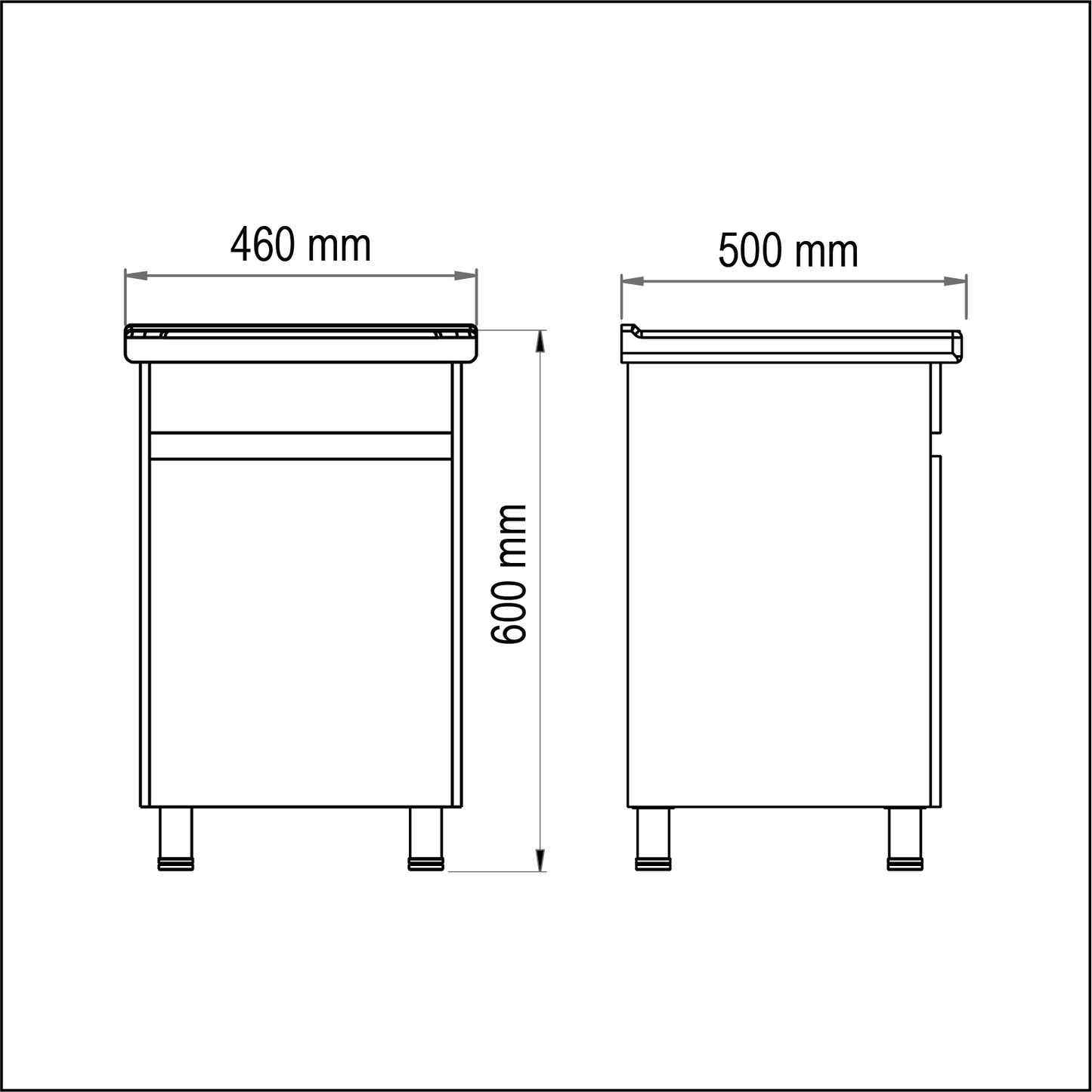 Cabinet & Basin Floor Mounted Econo - Compact, Functional, Affordable, (L) 50cm | (W) 46cm | (H) 60cm