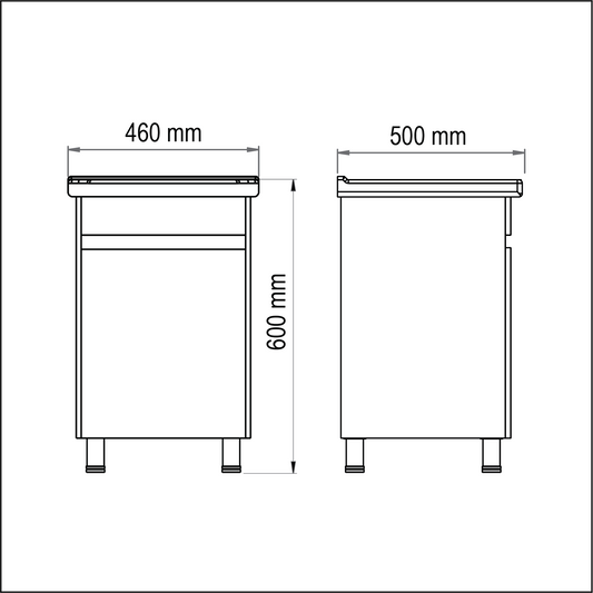 Cabinet & Basin Floor Mounted Econo - Compact, Functional, Affordable, (L) 50cm | (W) 46cm | (H) 60cm