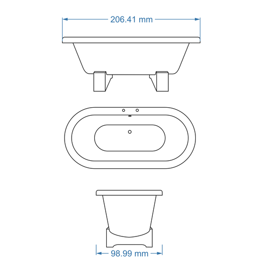 Bath Freestanding Oval - Esprit Kasui II 1800mm with Wooden Legs