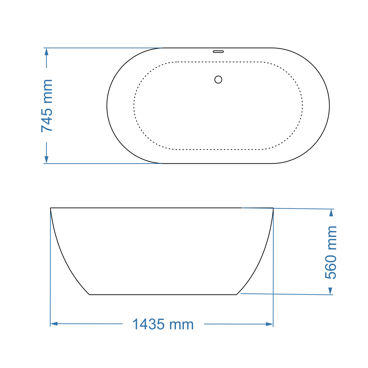 Bath Freestanding Oval - Aquarius Champagne Acrylic 1440mm