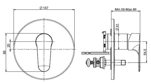 Shower/Bath Mixer/Concealed Divertor Mixer, Fima Serie 22 Range, Polished Chrome Finish, DZR Brass