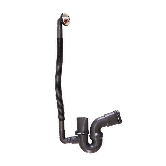 Trap - Bath trap, Flexible, Black, Includes Overflow, Reseal, 40mm