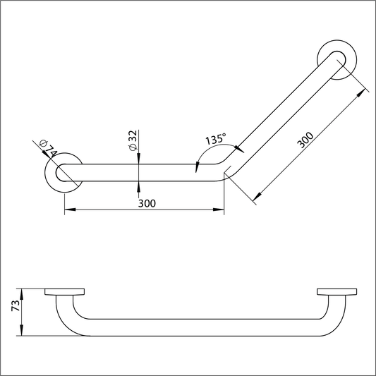 Grab Rail Dog Leg - 300mmx300mmx32mm