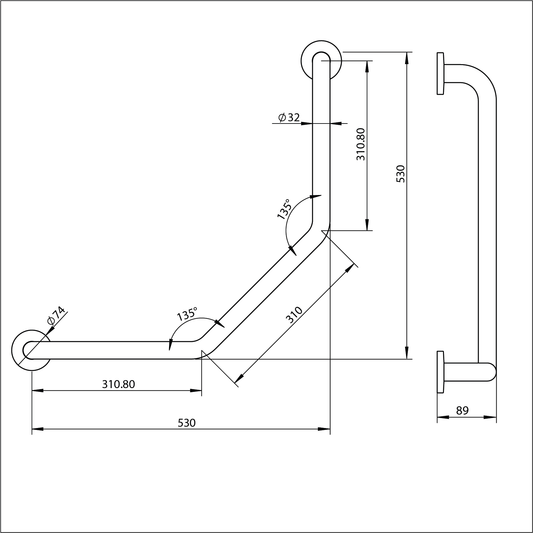 Grab Rail Dog Leg - 604mmX604mmX106mm