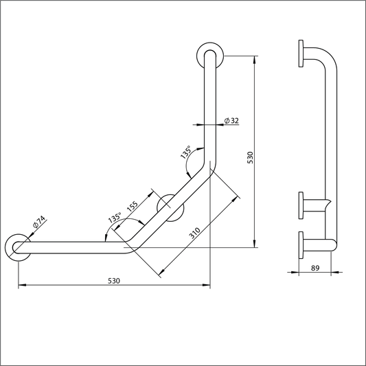 Grab Rail Dog Leg - 604mmX604mmX106mm