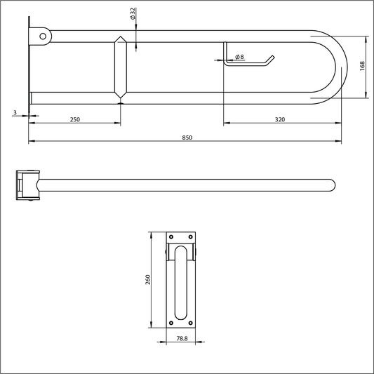 Grab Rail fold down - 850mmX32mm