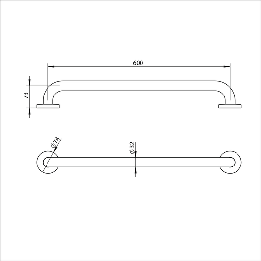Grab Rail Straight - 600mmx32mm