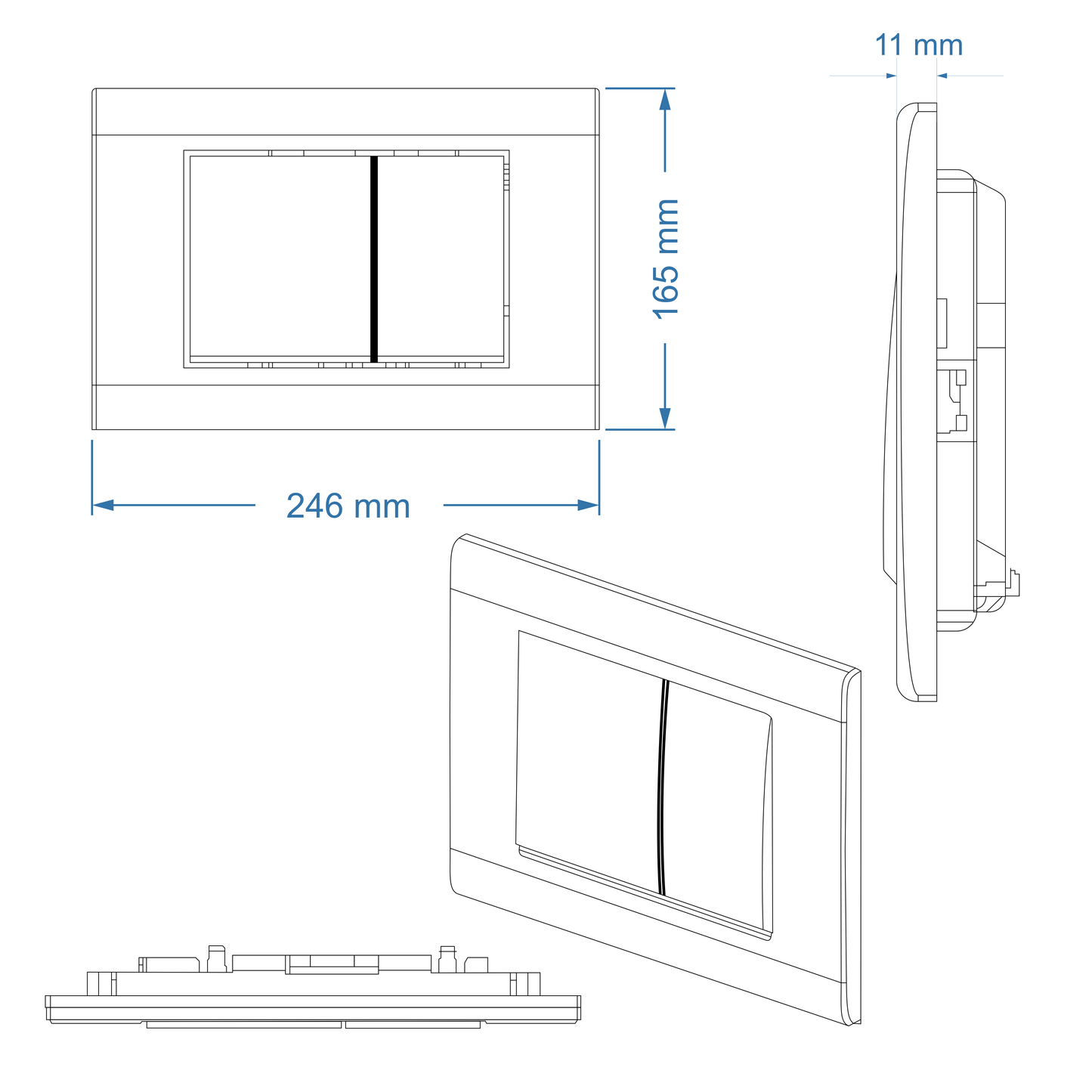 Actuator Plate - ICON Series 100, Square, White Finish