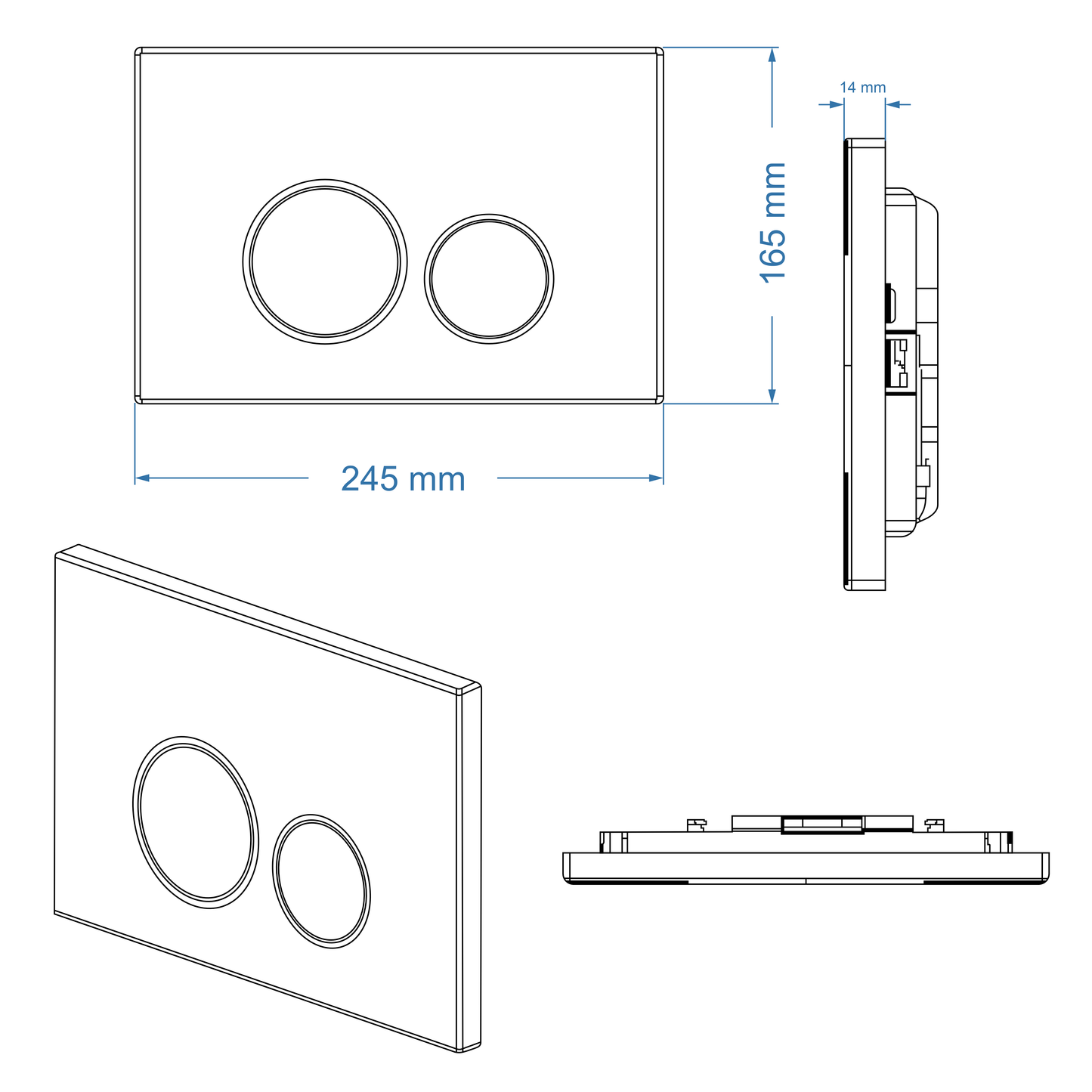 Actuator Plate - ICON Series 300, Round, Polished White Finish