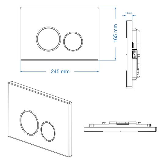Actuator Plate - ICON Series 300, Round, Polished White Finish