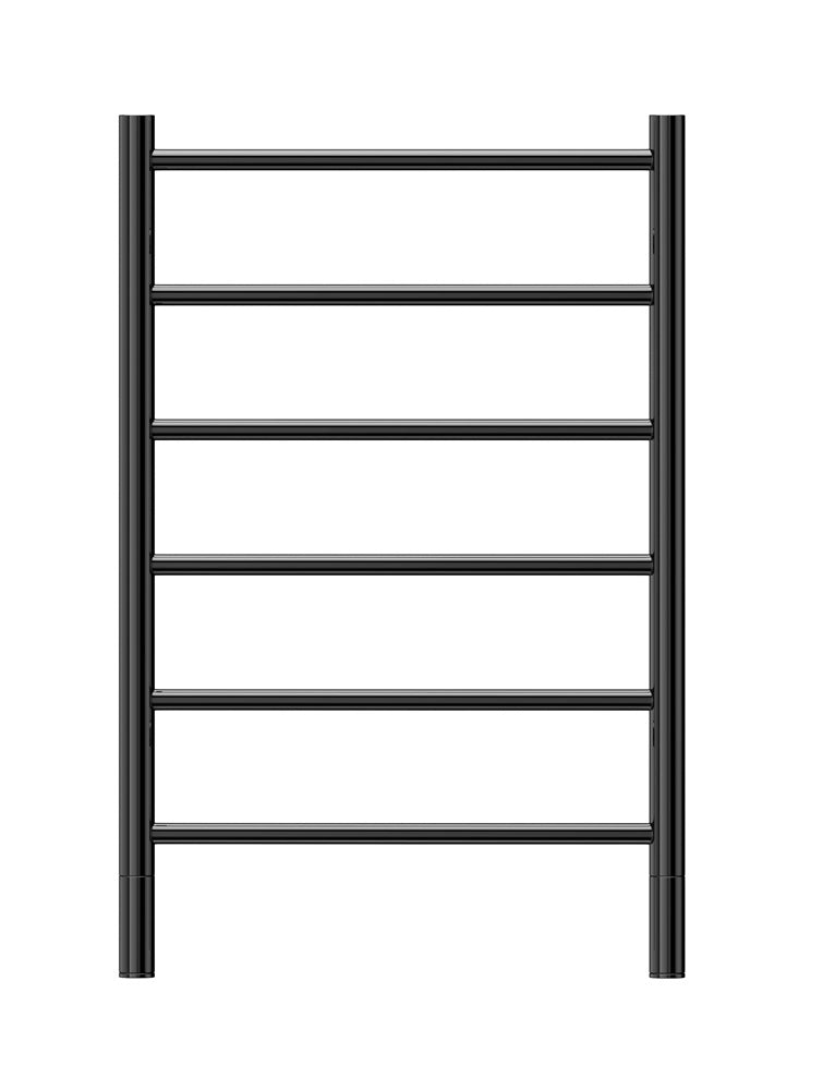 Heated Towel Rail - Jeeves, Spartan Six, 790x520mm, Straight, Black Coated, Left Application