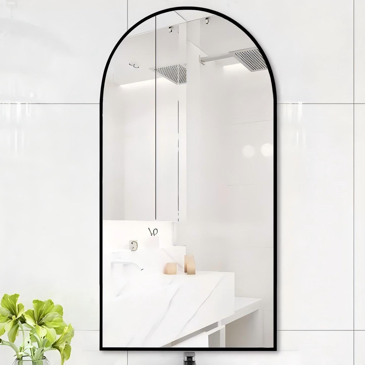 Mirror - Aluminium Black Domed, (L) 50cm | (W) 2.8cm | (H) 110cm