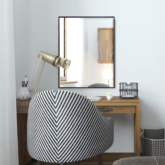 Mirror - Polymer Black Rectangular, (L) 50cm | (W) 4cm | (H) 70cm - Narrow Frame