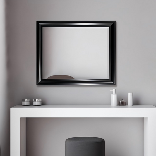 Mirror - Polymer Black Rectangular, (L) 50cm | (W) 4cm | (H) 70cm