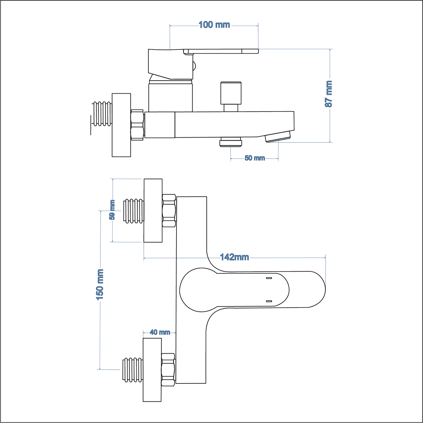 Bath Mixer – Luna Icon Range, Modern Bathroom Tap in Brushed Gun Metal Finish