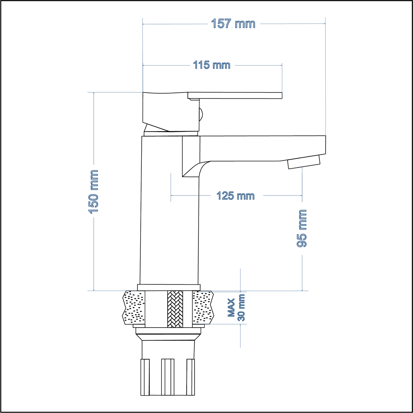 Basin Mixer – Luna Icon Range, Stainless Steel Finish