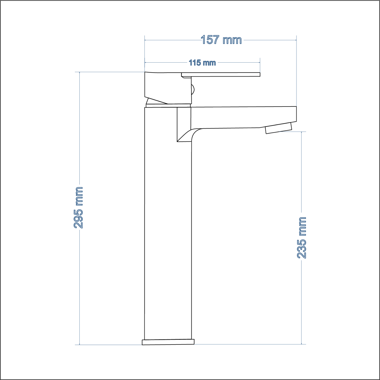 Basin Mixer Raised – Luna Icon Range, Modern Bathroom Tap in Brushed Gun Metal Finish