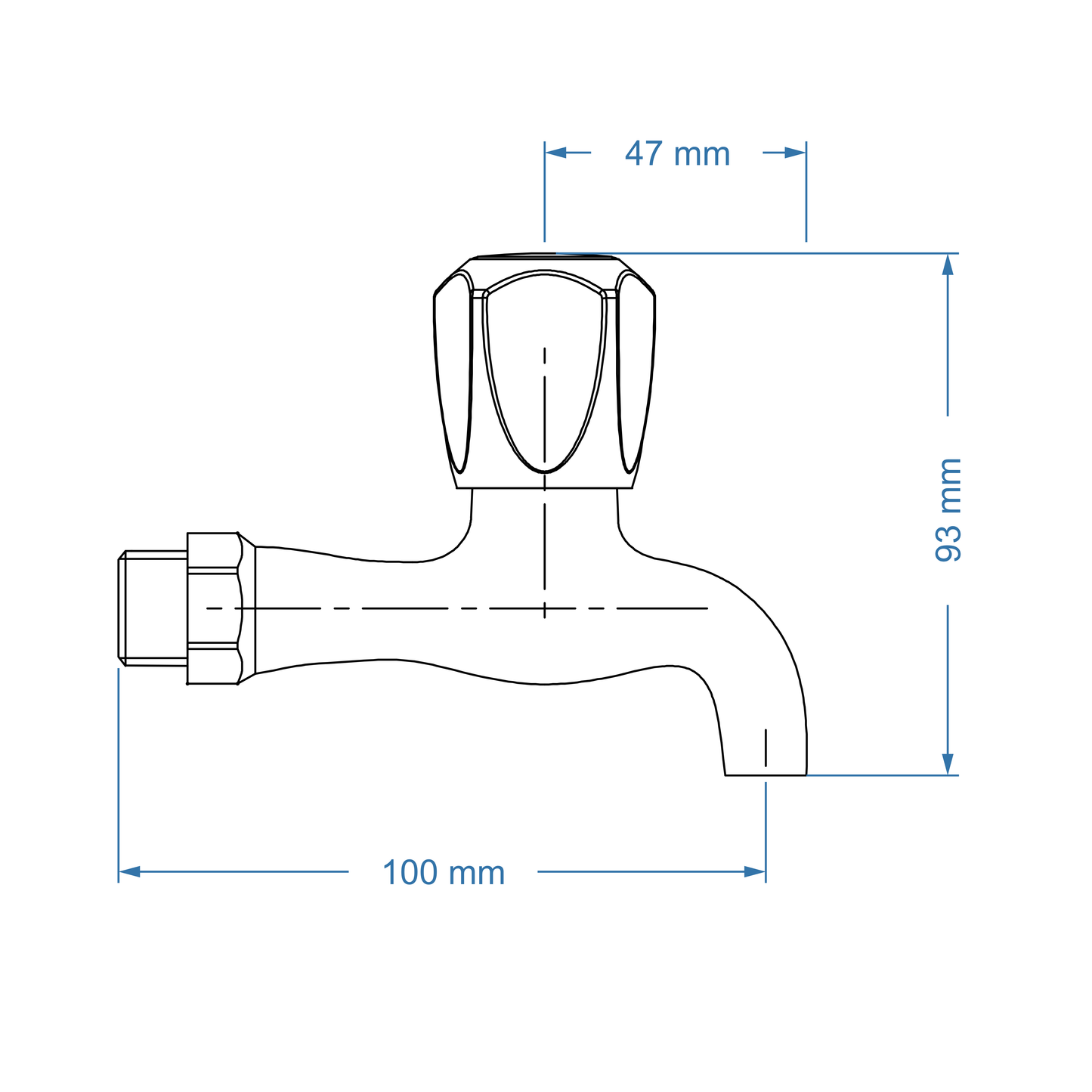 Bibtap tap 1/2" Short Body – May Icon Range, Conventional Bathroom Tap