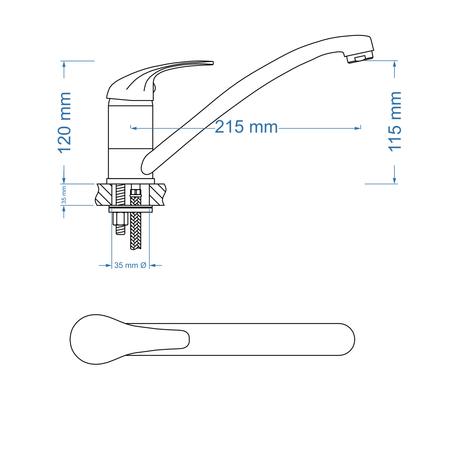 Sink Mixer Deck Type – Pisces Icon Range, Conventional Kitchen Tap, Matt Black Finish