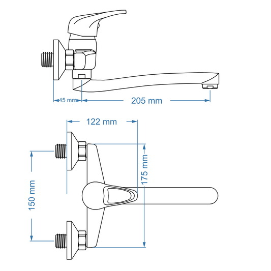 Sink Mixer Wall Type – Pisces Loop Icon Range CP, Conventional Kitchen Tap