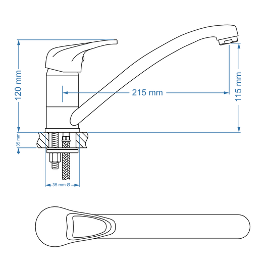 Sink Mixer Deck Type – Pisces Loop Icon Range CP, Conventional Kitchen Tap
