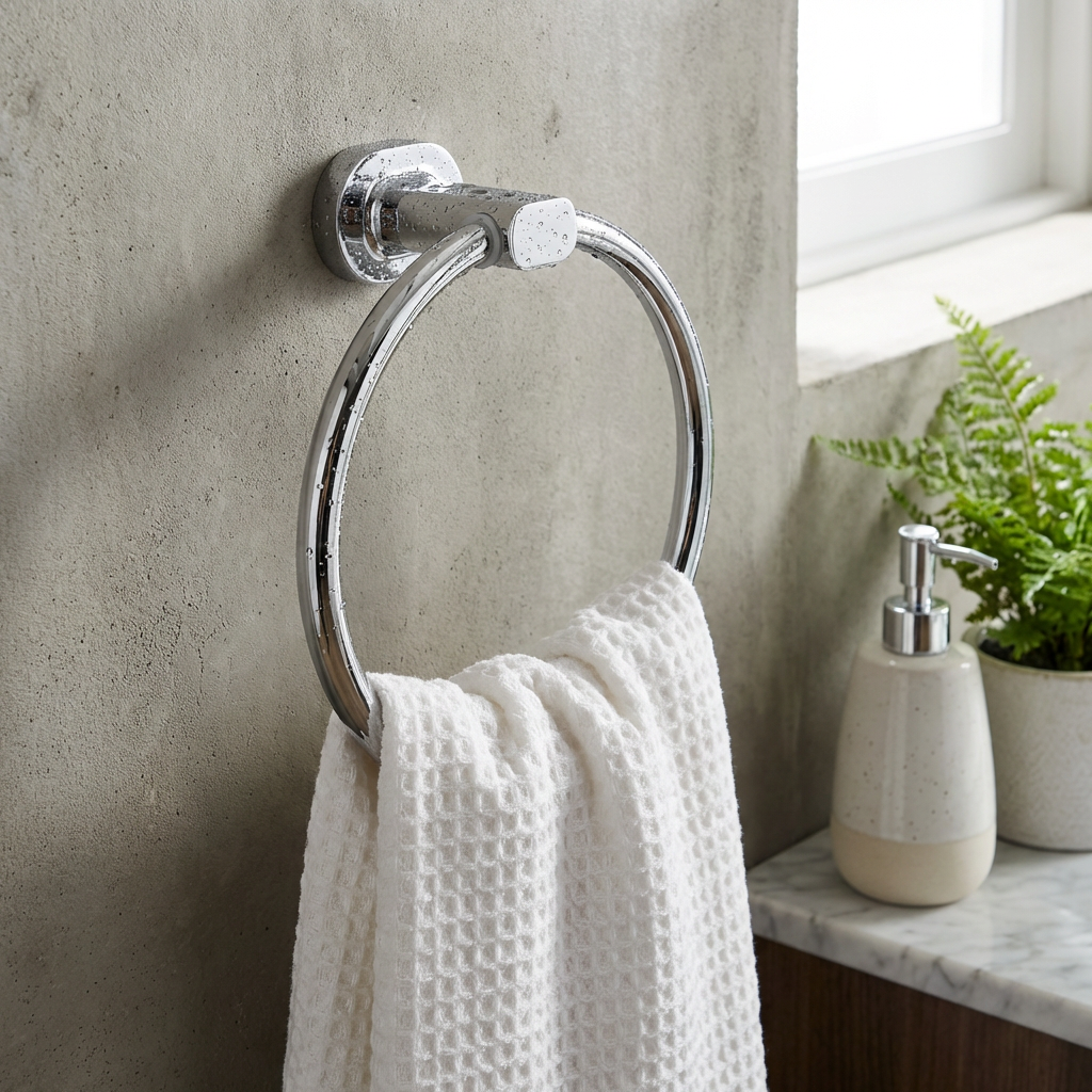 Towel Ring - Raven Bathroom Accessory Icon Conventional Range, (L) 18.5cm | (W) 6.1cm | (H) 17.2cm