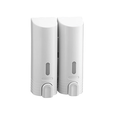 Soap/Shampoo/Conditioner Dispenser - Double Cylinder, White