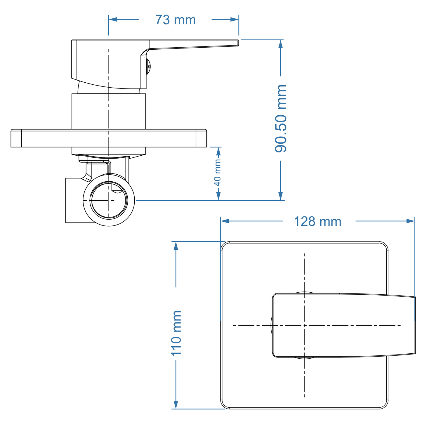 Shower/Bath Mixer/Concealed Mixer – Studio Icon Range, Matt Black Finish
