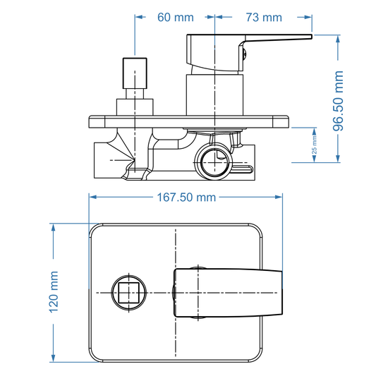 Shower/Bath Mixer/Concealed Divertor Mixer – Studio Icon Range, Modern Bathroom Tap