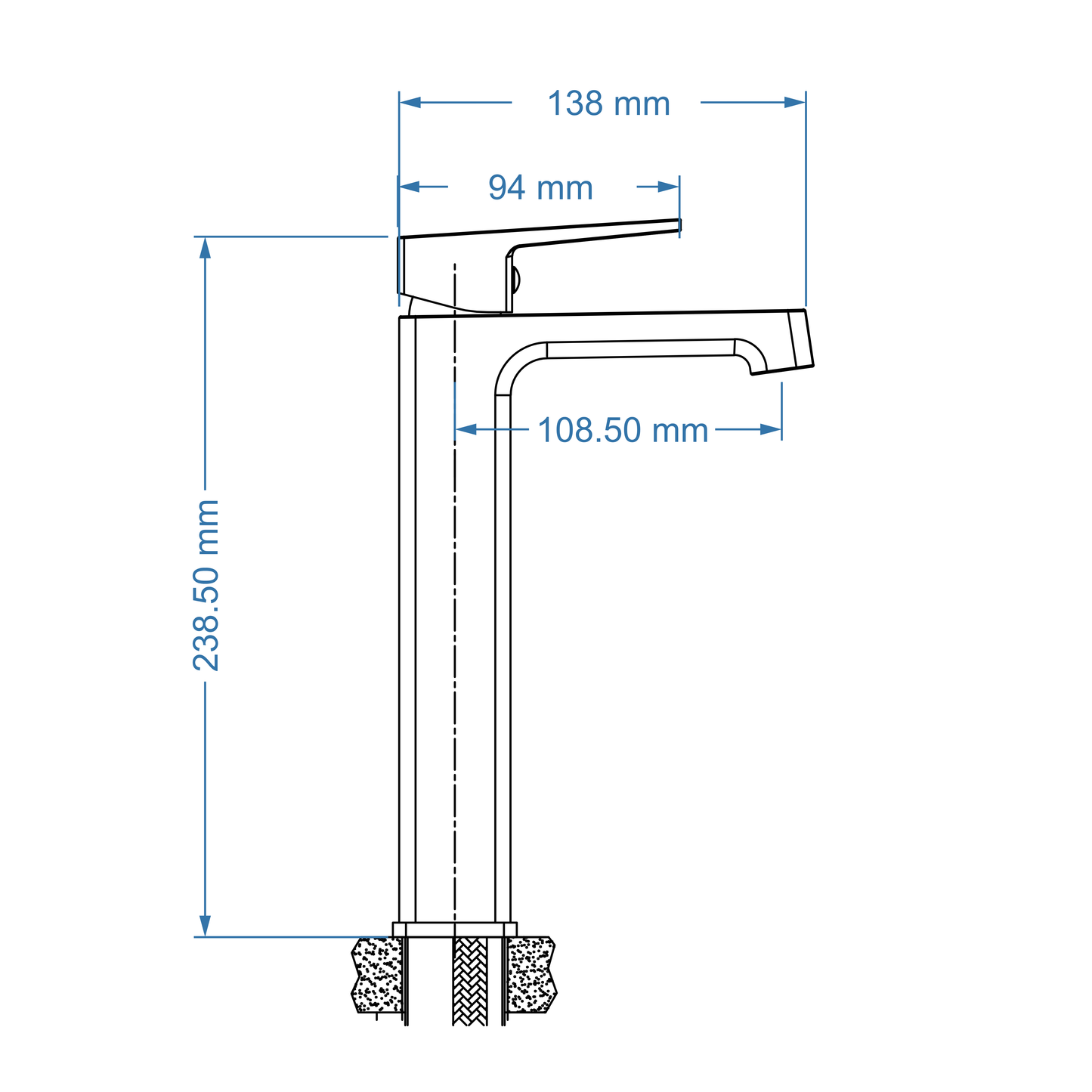 Basin Mixer Raised – Studio Icon Range, Modern Bathroom Tap