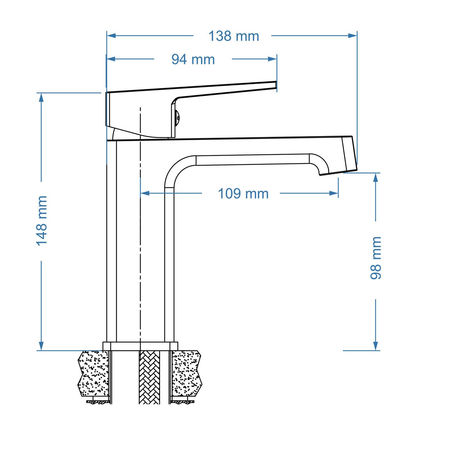 Basin Mixer – Studio Icon Range, Modern Bathroom Tap, Matt Black Finish