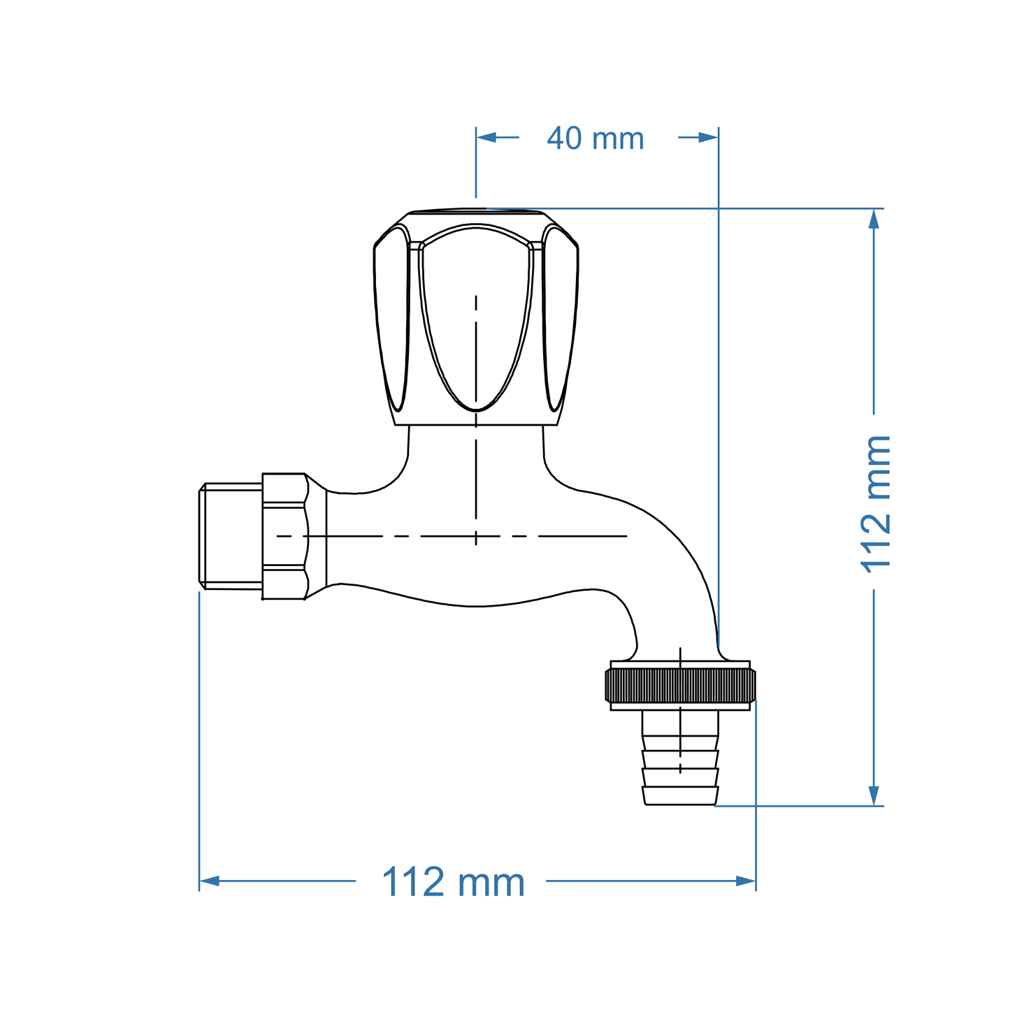 Hosebib tap 1/2"x3/4" – Taurus Icon Range, Conventional Bathroom Tap