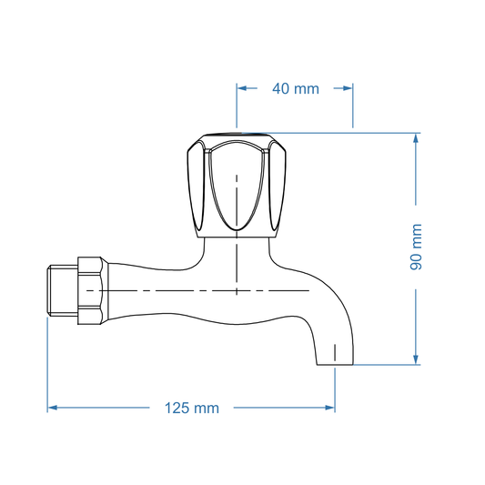Bibtap tap 1/2" Short Body – Taurus Icon Range, Conventional Bathroom Tap