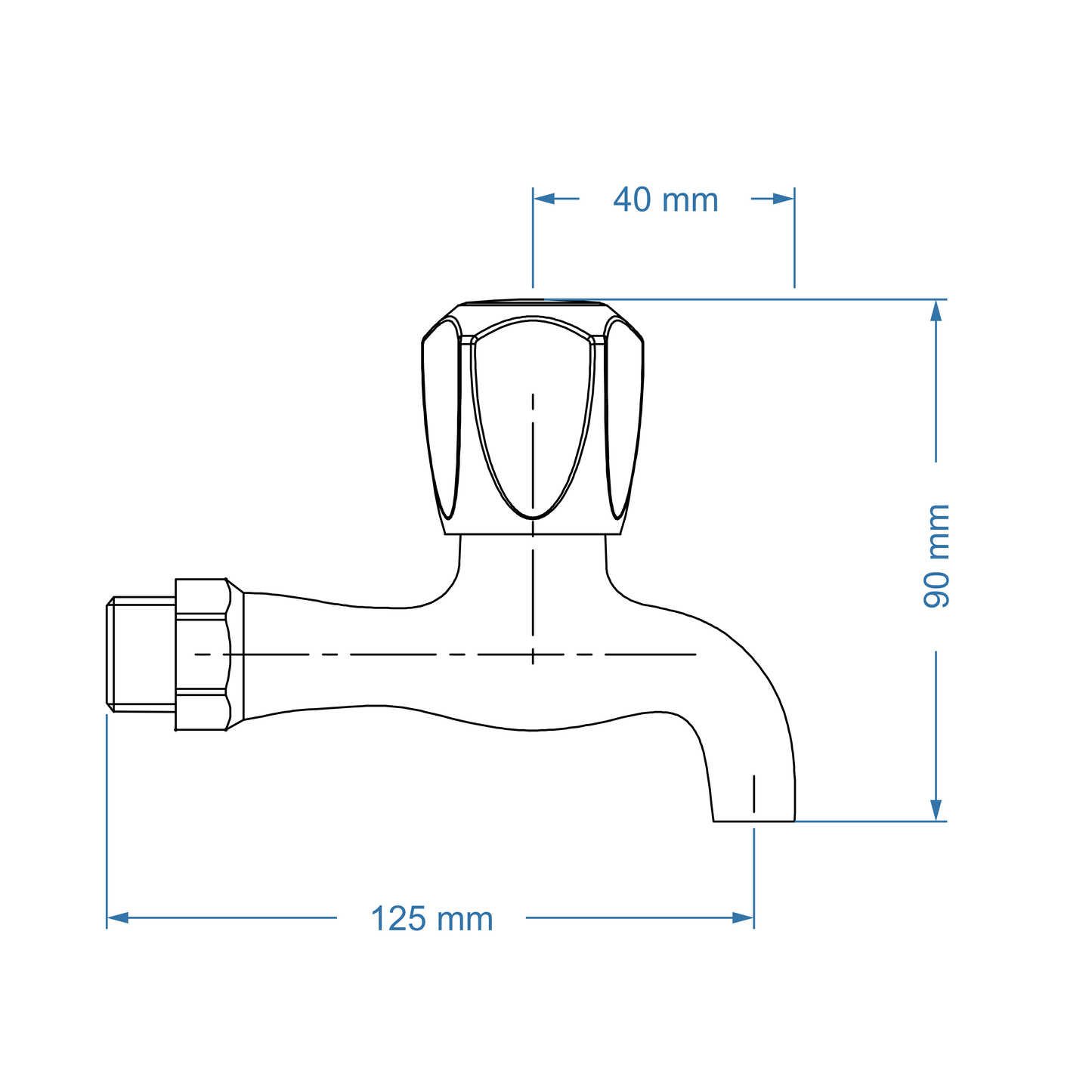 Bibtap tap 1/2" Short Body – Taurus Icon Range, Conventional Bathroom Tap