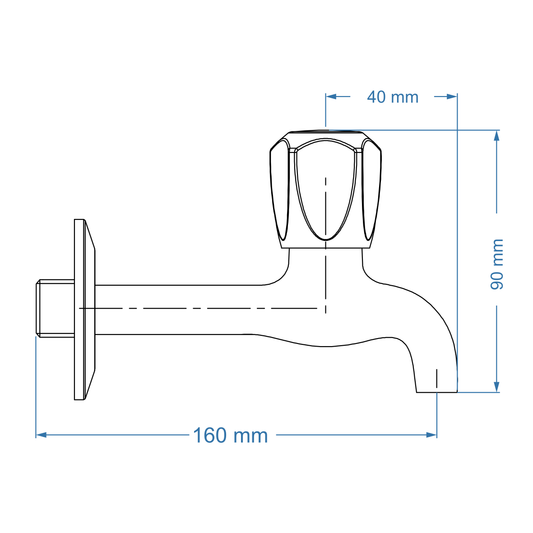 Bibtap tap 1/2" Extended Body – Taurus Icon Range, Conventional Bathroom Tap