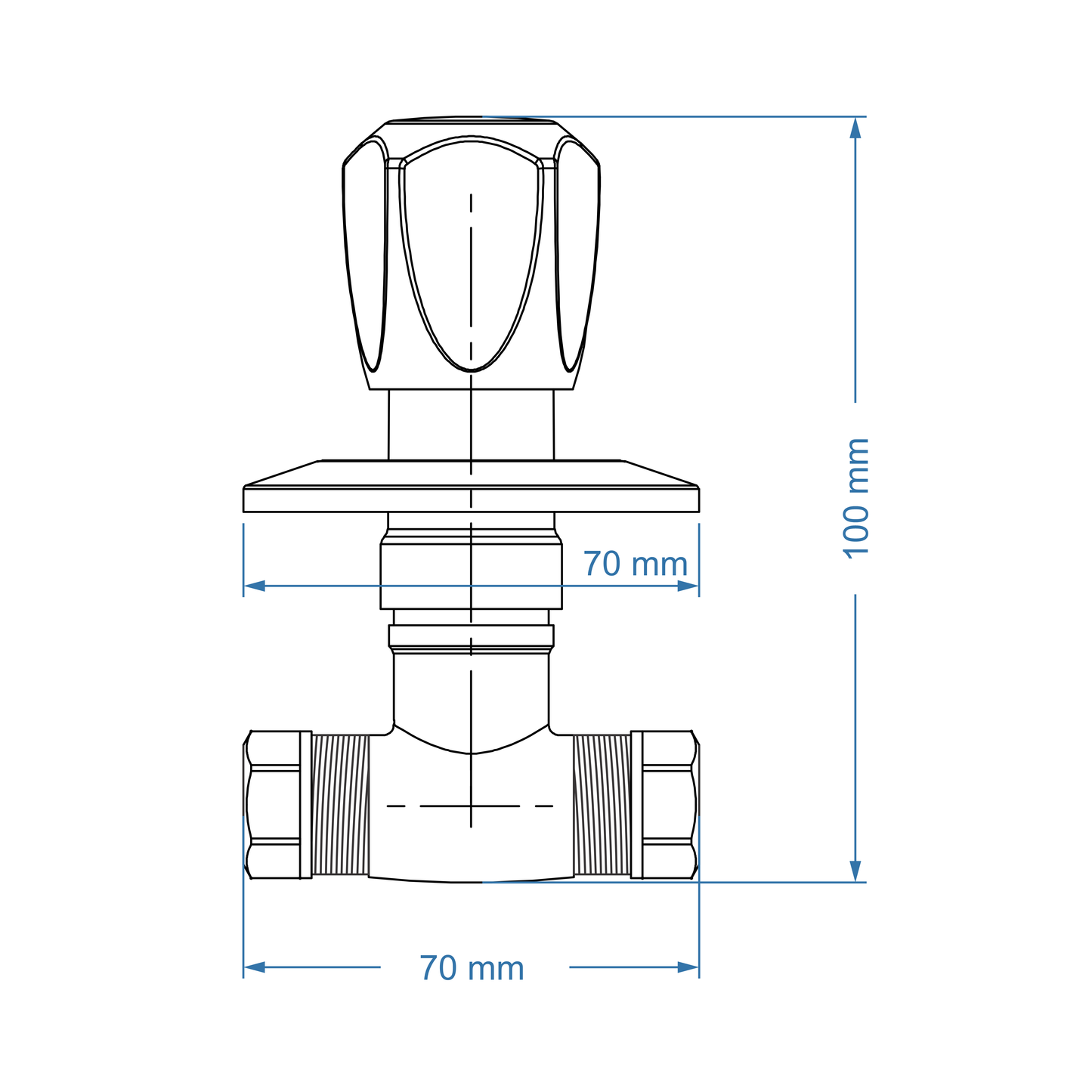 Undertile Stoptap 1/2" FxF – Taurus Icon Range, Conventional Bathroom Tap