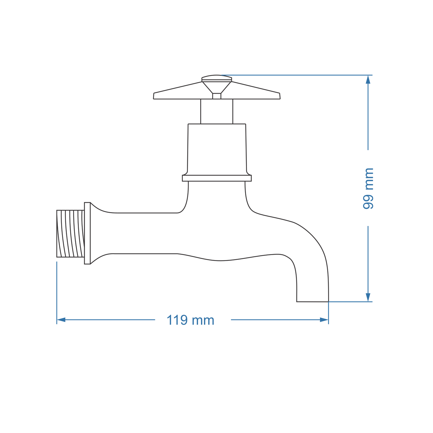 Bibtap tap 1/2" Short Body – Gemini Icon Range, Conventional Bathroom Tap