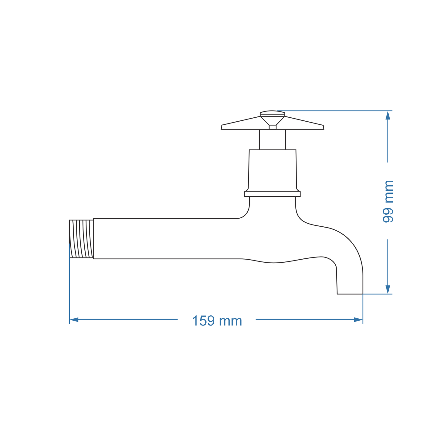 Bibtap tap 1/2"mm Extended Body – Gemini Icon Range, Conventional Bathroom Tap