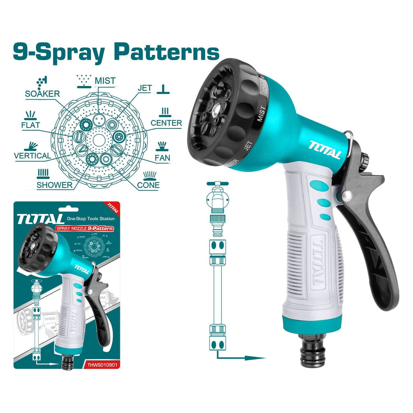 Spray Trigger Nozzle 9-Way – 3/4"