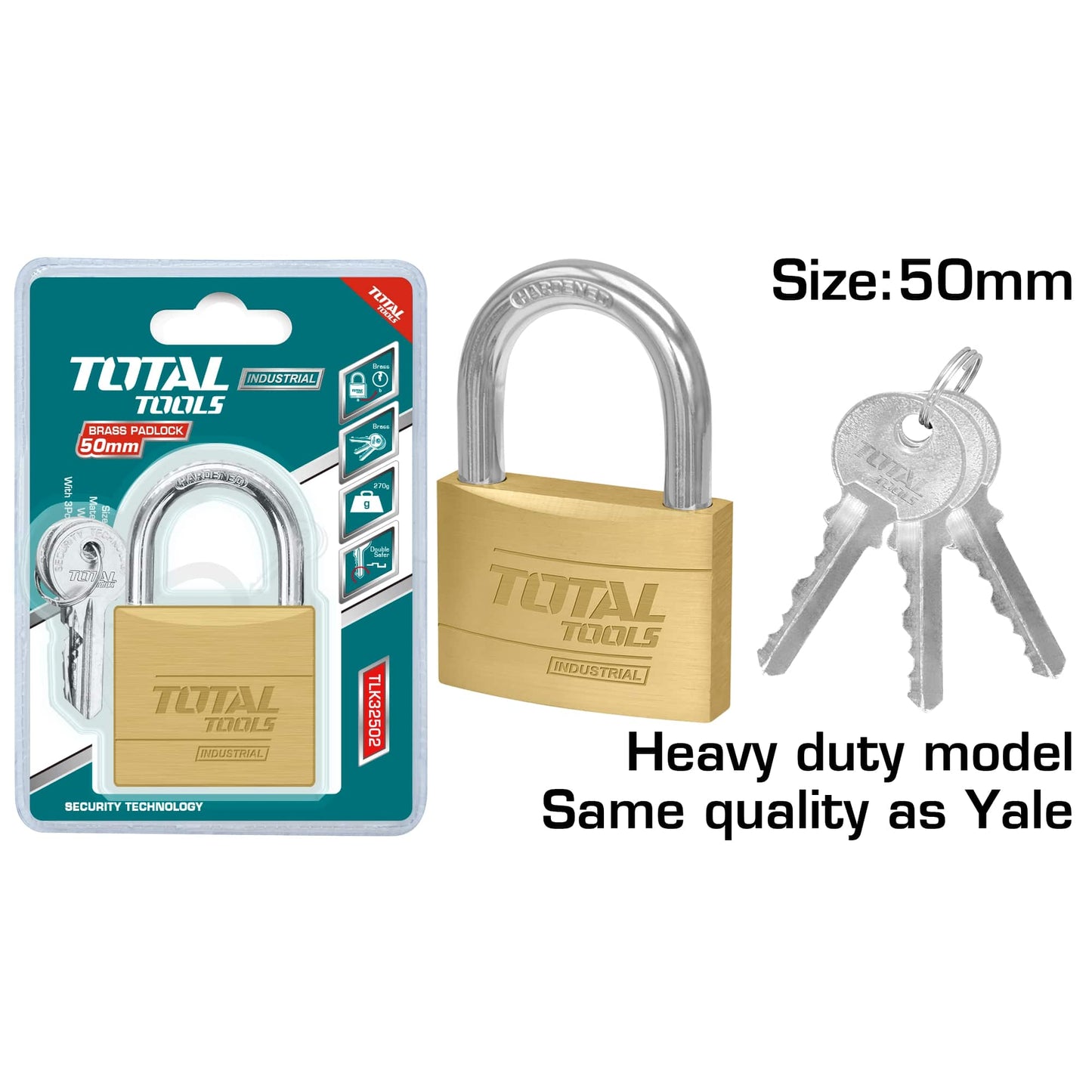 Heavy Duty Brass Padlock - 50mm