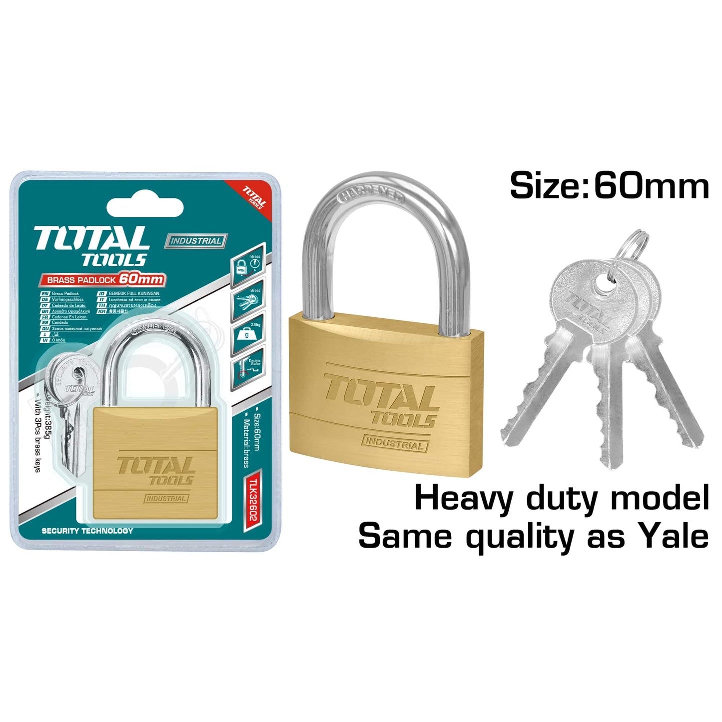 Heavy Duty Brass Padlock - 60mm