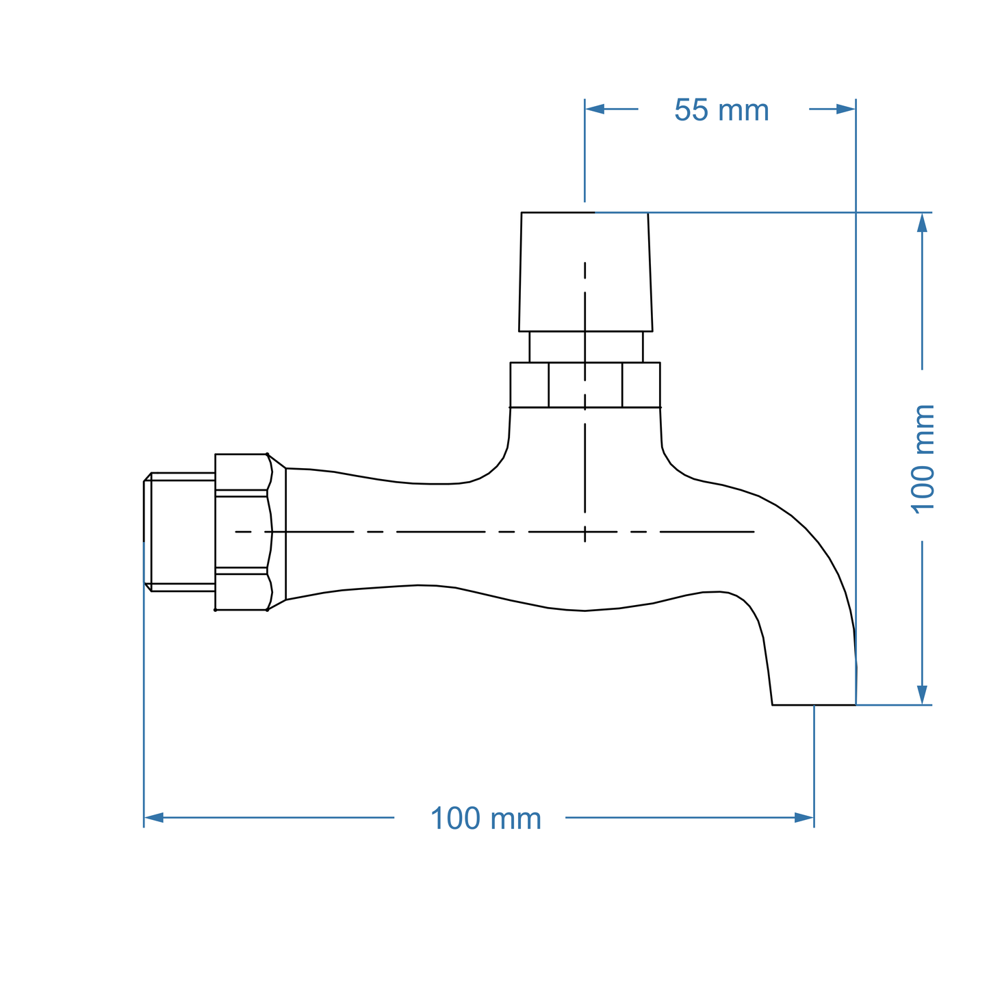 Demand Tap - Bibtap, Chrome Finish, 1/2"